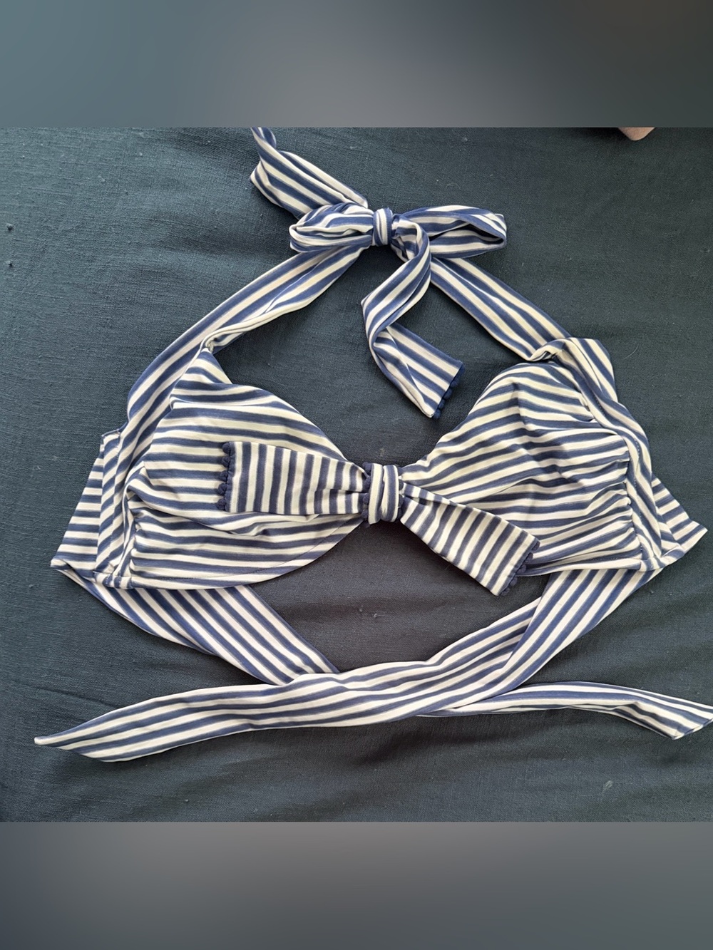Seafolly Navy & White Striped Bikini Top Size 14